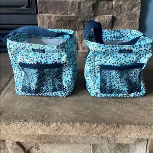 2 Thirty-One Blue Polka Dot Mini Totes